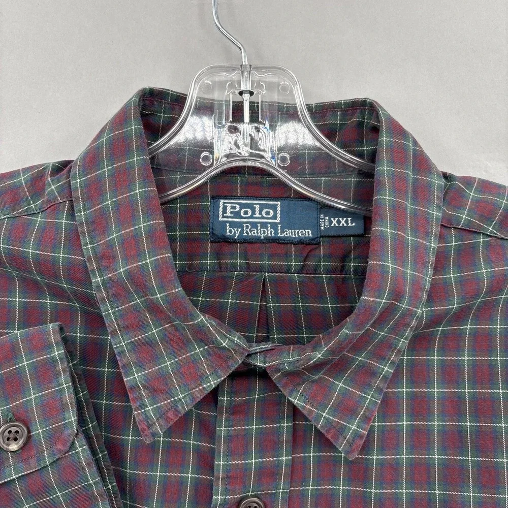 Polo Ralph Lauren Shirt Mens 2XL Multicolor Plaid Button Up Long Sleeve Vintage